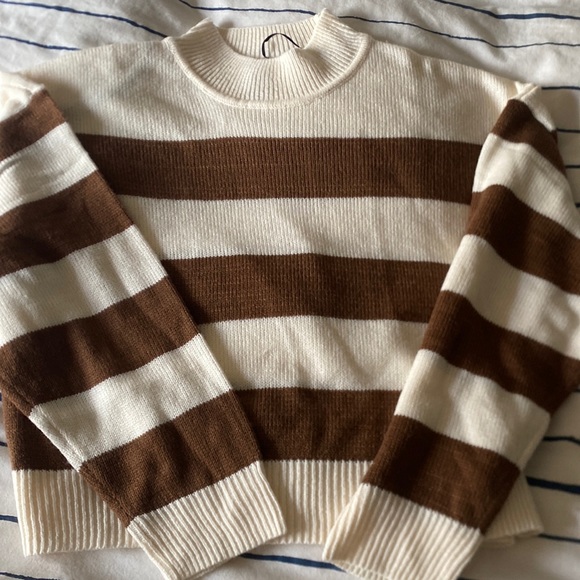 H&M Striped Brown and Cream Coloured Sweater - Picture 1 of 3